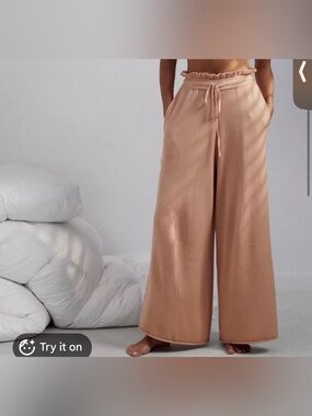 Lunya Wide Leg Cotton and Silk Pant Brown Size Medium
